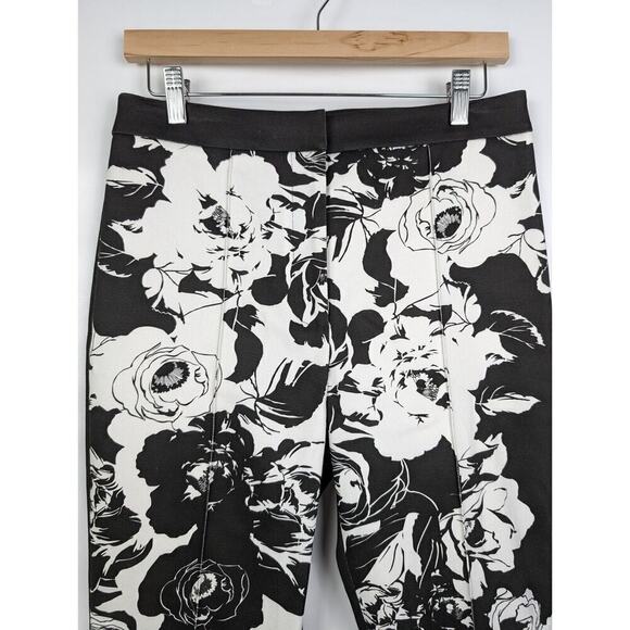 Adam Lippes Black White Floral Cigarette Pants Denim Size US 8 - Picture 4 of 14